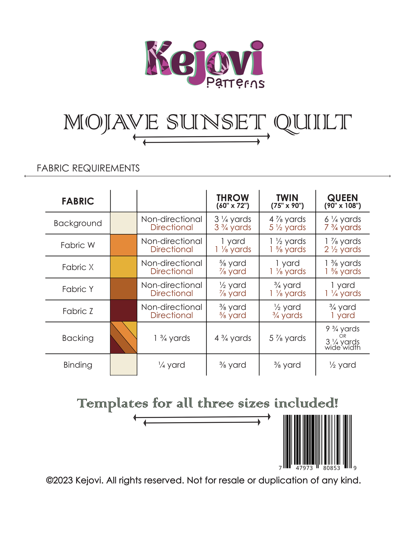 Mojave Sunset Quilt Pattern